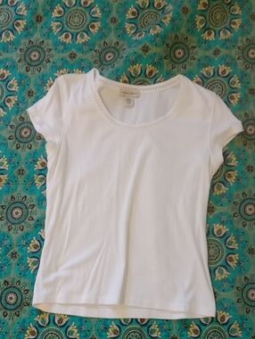 Banana Republic White Scoop Neck Short Sleeve Tee